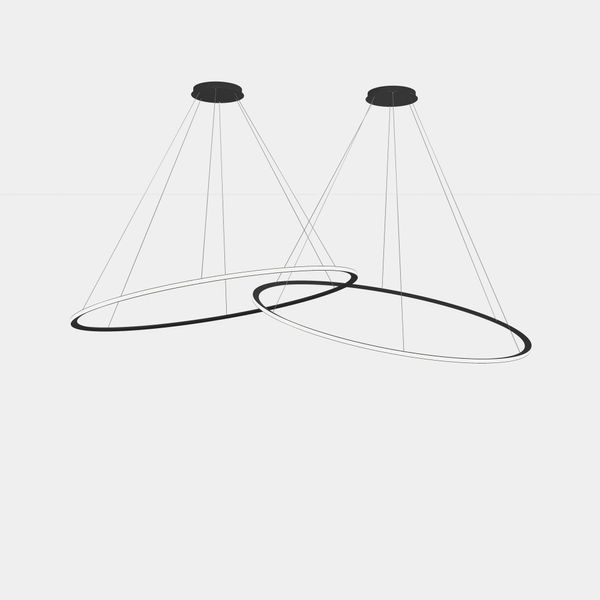 Pendant Circular Downward 2 Rings ø2000 Horitzontal Recessed LED 516 LED warm-white 3000K ON-OFF Black 16214lm image 1