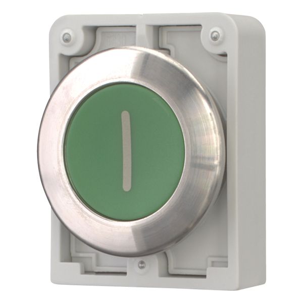 Pushbutton, RMQ-Titan, flat, maintained, green, inscribed, Front ring stainless steel image 2