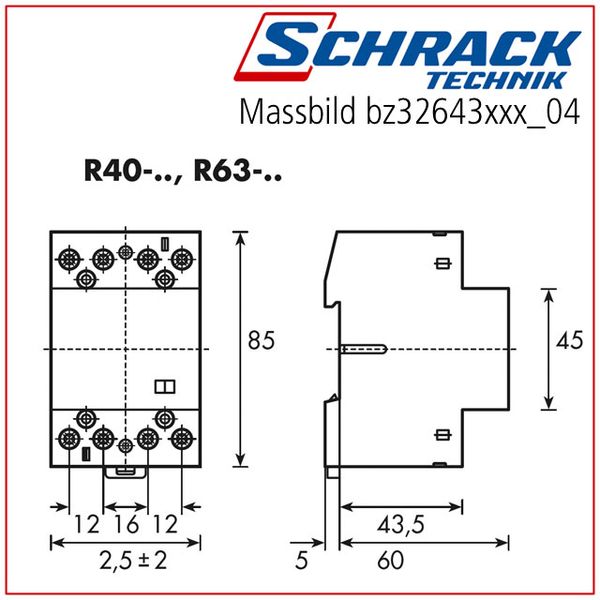 Modular contactor 63A, 2 NO + 2 NC, 230VAC, 3MW image 3