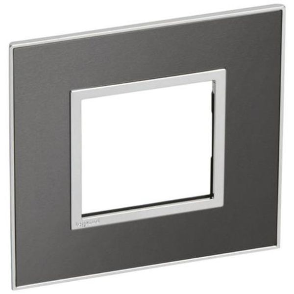 French and German standard plate square version 2 modules - brushed metal black image 1