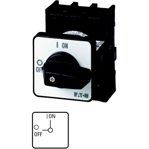 On-Off switch, P1, 25 A, centre mounting, 3 pole + N, with black thumb grip and front plate image 2