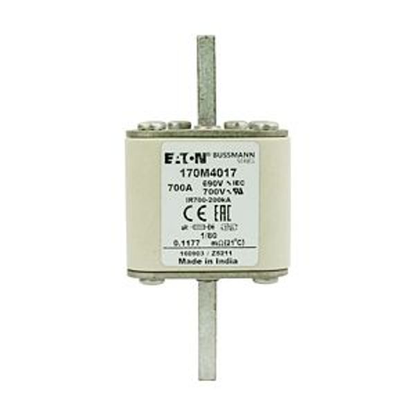 Fuse-link, high speed, 700 A, AC 690 V, DIN 1, 53 x 53 x 108 mm, aR, DIN, IEC, single indicator image 5