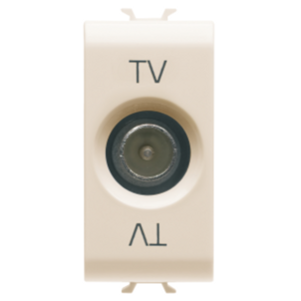 COAXIAL TV SOCKET-OUTLET, CLASS A SHIELDING - IEC MALE CONNECTOR 9,5mm - DIRECT WITH CURRENT PASSING - 1 MODULE - IVORY - CHORUSMART image 1