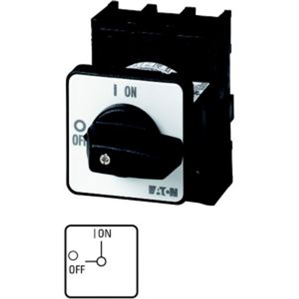 On-Off switch, P1, 25 A, flush mounting, 3 pole, 1 N/O, 1 N/C, with black thumb grip and front plate image 4