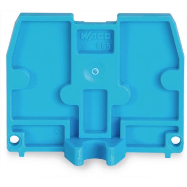 End plate with fixing flange M4 2.5 mm thick blue image 2