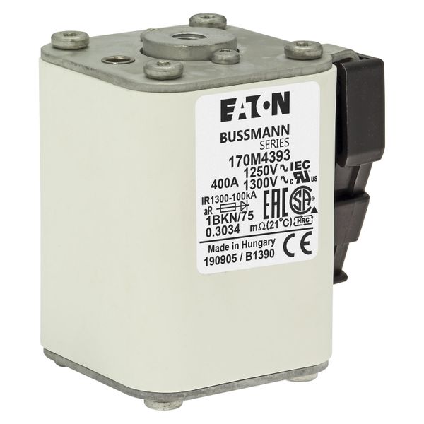 Fuse-link, high speed, 400 A, AC 1250 V, size 1, 53 x 69 x 74 mm, aR, IEC, UL, single indicator image 10