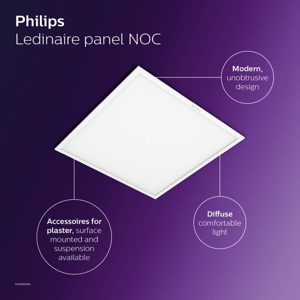 Ledinaire panel, All-in, 28 W, 600x600 mm, VPC, 3400 lm, 3000 K, 4000 K, DALI, UGR19 image 3