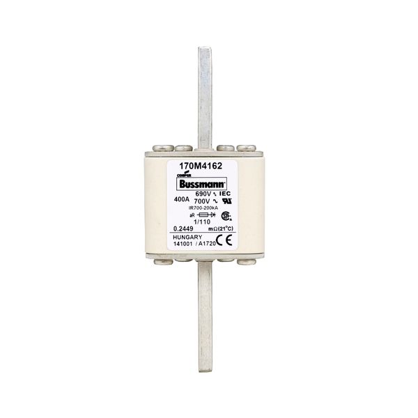 Fuse-link, high speed, 400 A, AC 690 V, DIN 1, 53 x 66 x 138 mm, aR, DIN, IEC, single indicator image 10