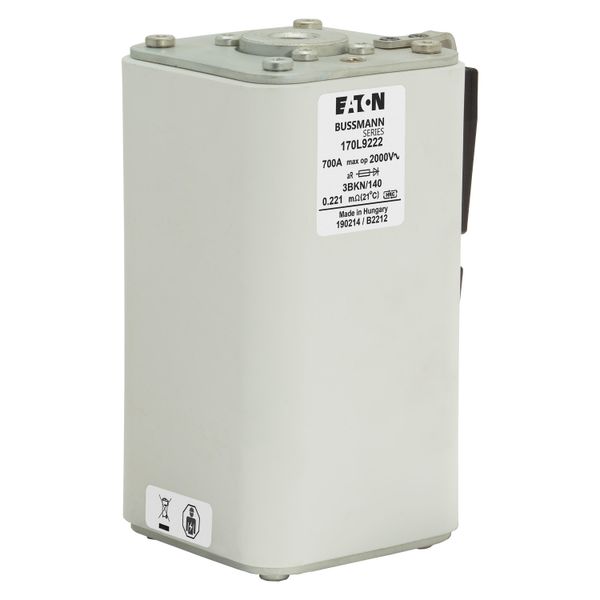 Fuse-link, high speed, 700 A, AC 2000 V, Size 3, 74 x 90 x 143 mm, aR, IEC, single indicator image 18