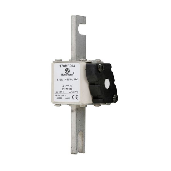 Fuse-link, high speed, 630 A, AC 690 V, compact size 1, 45 x 60 x 140 mm, aR, DIN, IEC, single indicator image 7