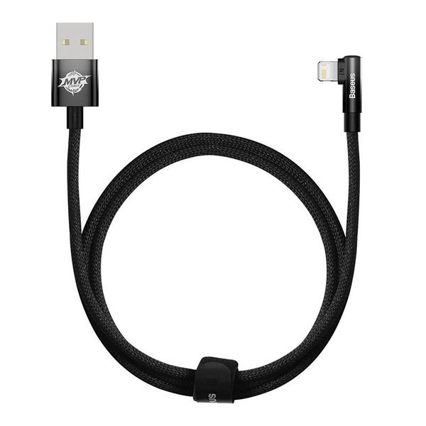 Cable USB A Plug - IP Lightning Plug 90° Angled 1.0m 20W 2.4A, Black MVP Elbow BASEUS image 1