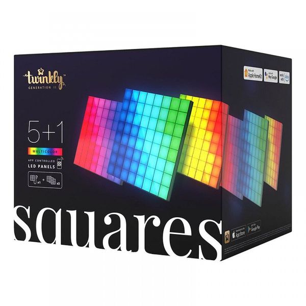 1 Square Master + 5 Squares Slaves Blocks, 64 RGB Pixels, 16x16 cm, Black, BT+WiFi, Gen II, IP20. Adapter included, Plug F image 1