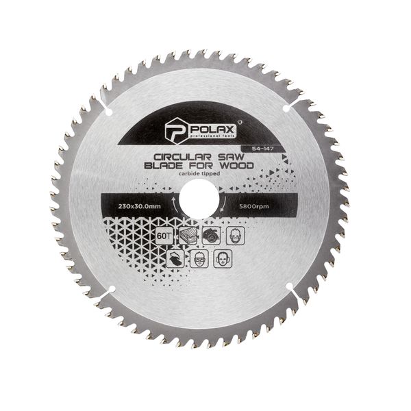 Circular saw blade for wood, carbide tipped 230x30.0/25,4, 60Т image 1