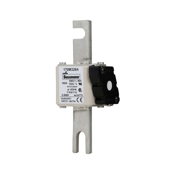 Fuse-link, high speed, 160 A, AC 690 V, compact DIN 1, 45 x 58 x 134 mm, aR, DIN, IEC, type K indicator, 110 mm centres image 12