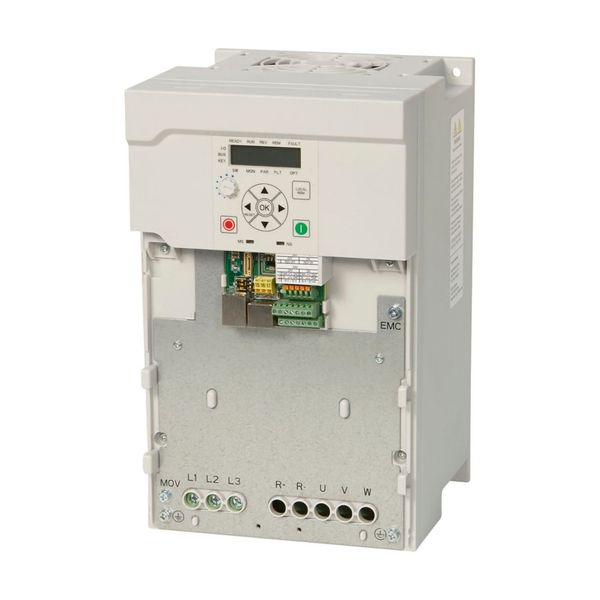 Variable frequency drive, 600 V AC, 3-phase, 22 A, 15 kW, IP20/NEMA0, Radio interference suppression filter, 7-digital display assembly, Setpoint pote image 2