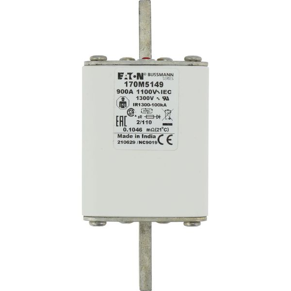 Fuse-link, high speed, 900 A, AC 1100 V, size 2, 61 x 75 x 138 mm, aR, DIN, IEC, single indicator image 7