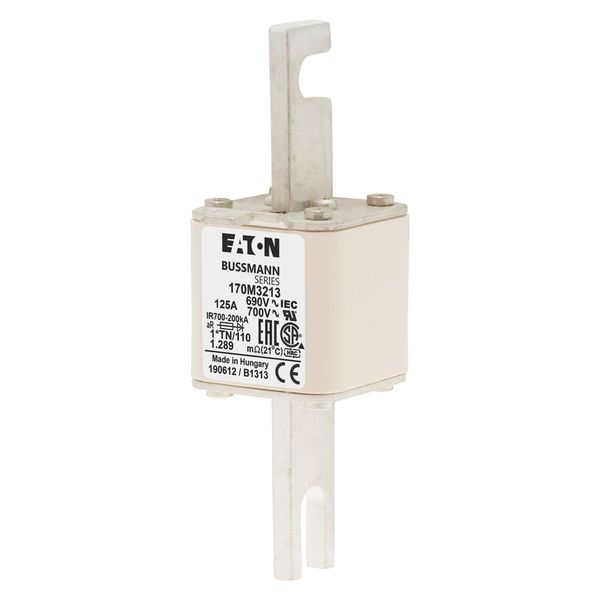 Fuse-link, high speed, 125 A, AC 690 V, compact DIN 1, 45 x 58 x 134 mm, aR, DIN, IEC, single indicator, 80 mm centres image 4