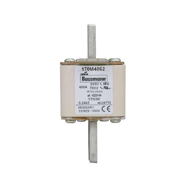 Fuse-link, high speed, 400 A, AC 690 V, DIN 1, 53 x 66 x 108 mm, aR, DIN, IEC, single indicator image 6