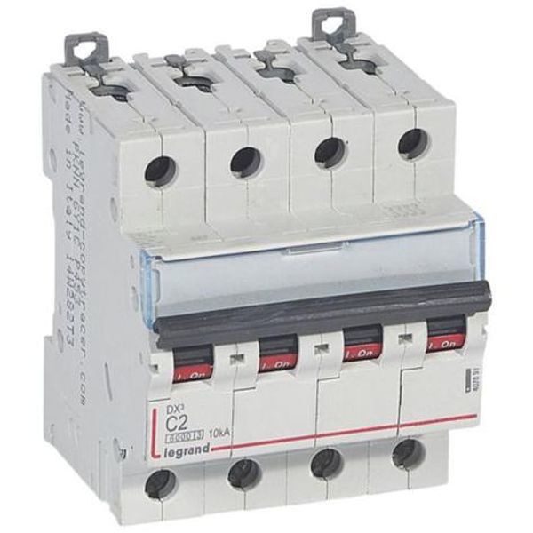 DX³6000 10kA high inlet and low outlet screw circuit breaker 4P 400V~ - 2A - curve C - for traditional HX³ comb image 1