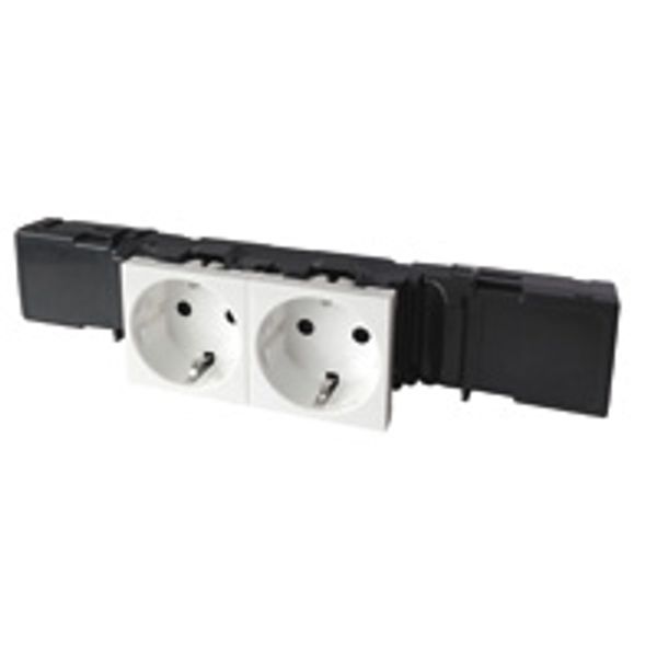 Socket Mosaic -2x2P+E -instal on trunking -automatic term + cable grip -standard image 1