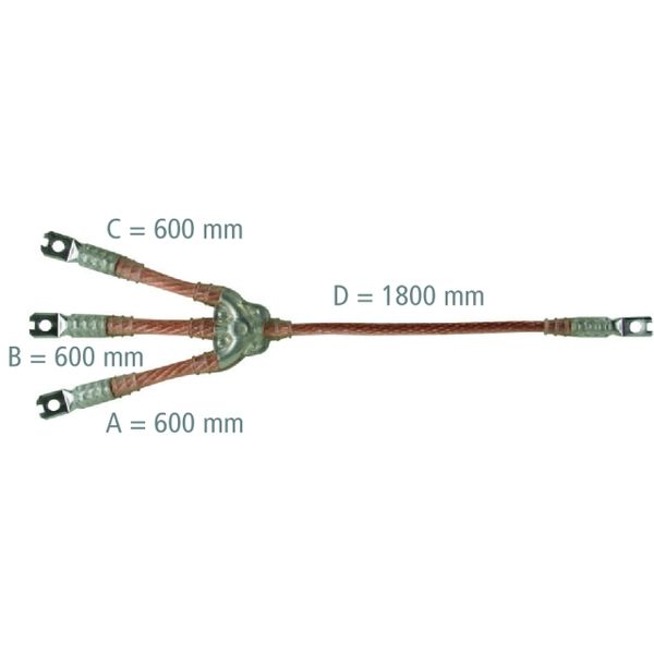 Three-pole earthing and short-circuiting cable 70mm² with crimped cabl image 1