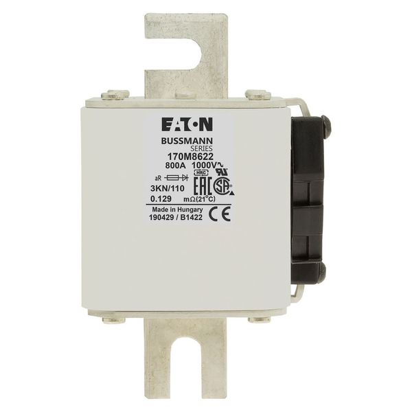 Fuse-link, high speed, 800 A, AC 1000 V, DIN 3, 74 x 92 x 138 mm, aR, DIN, IEC, single indicator image 17