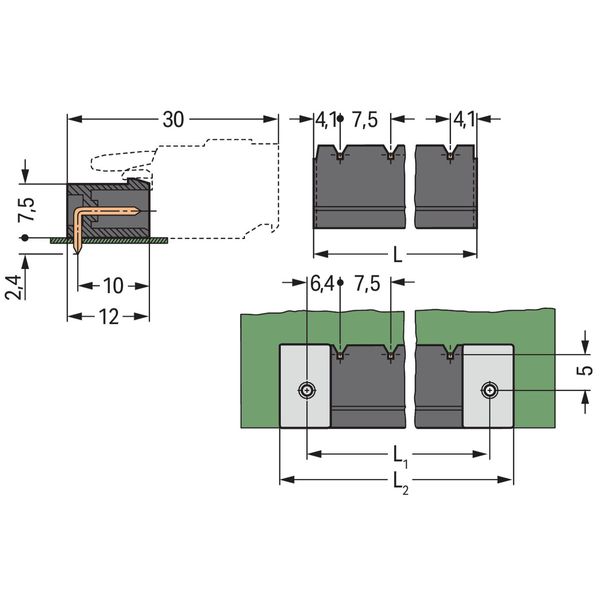 THR male header 1.0 x 1.0 mm solder pin angled black image 3