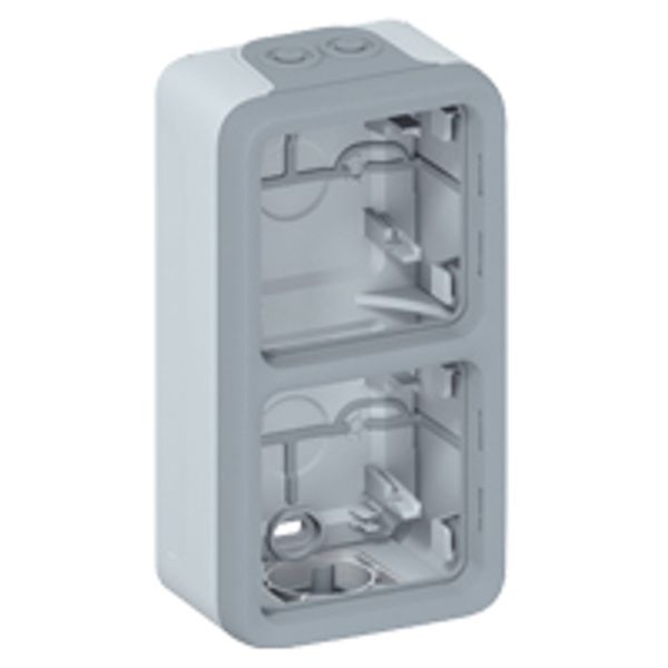 Surface mounting box Plexo IP 55 - 2 gang vert - with membrane glands - grey image 1