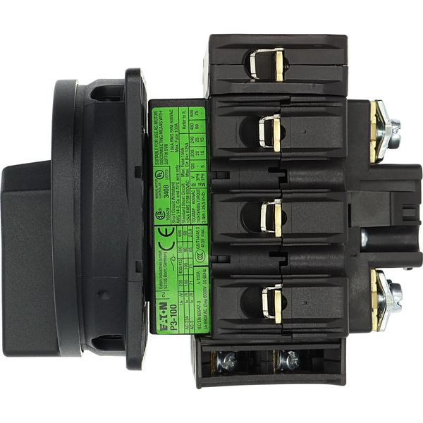 Main switch, P3, 100 A, flush mounting, 3 pole + N, 1 N/O, 1 N/C, STOP function, With black rotary handle and locking ring, Lockable in the 0 (Off) po image 35