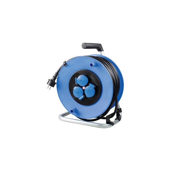 Cable reel With heavy-duty rubber cable 25 m H07RN-F 3G2.5 â€¢ Shock-proof plug 230 V, 16 A with 3 shock-proof socket outlets, splash-proof image 1