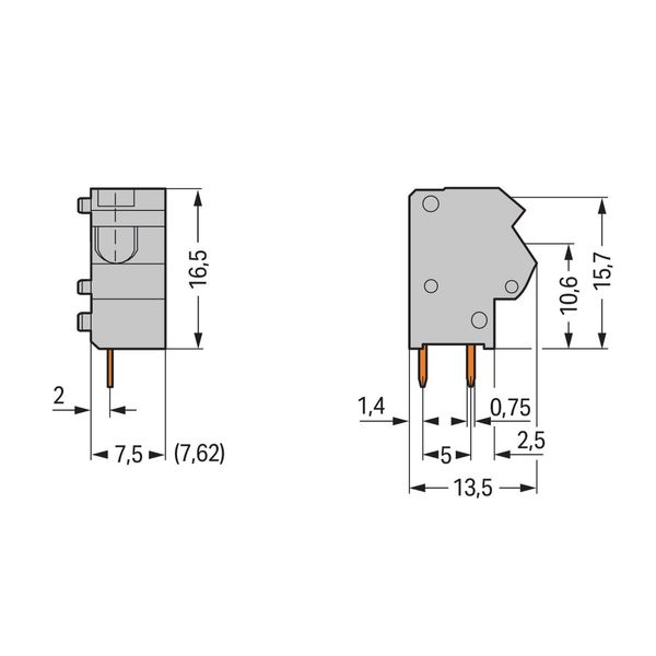 Stackable PCB terminal block 2.5 mm² Pin spacing 7.5/7.62 mm orange image 2