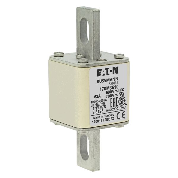 Fuse-link, high speed, 63 A, AC 690 V, compact size 1, 45 x 45 x 110 mm, aR, IEC, UL image 18