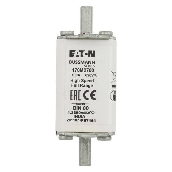 Fuse-link, high speed, 100 A, AC 690 V, DIN 00, 30 x 60 x 79 mm, gR, DIN, IEC, single indicator image 9