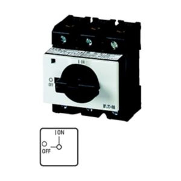 On-Off switch, P3, 63 A, service distribution board mounting, 3 pole, with black thumb grip and front plate, Lockable in the 0 (Off) position image 4