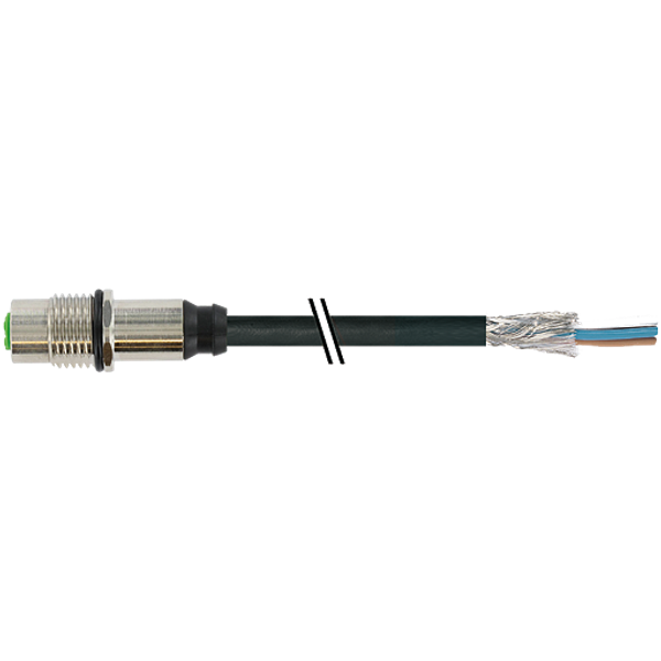 M12 fem. recept. Y-cod. rear PUR AWG20/26 shielded bk+drag-ch 0.3m image 1