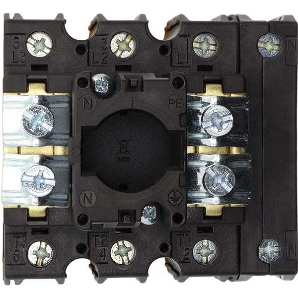 Main switch, P3, 63 A, flush mounting, 3 pole + N, Emergency switching off function, With red rotary handle and yellow locking ring, Lockable in the 0 image 2