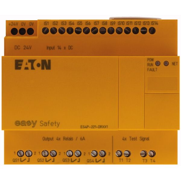 Safety relay, 24 V DC, 14DI, 4DO relays, easyNet image 2
