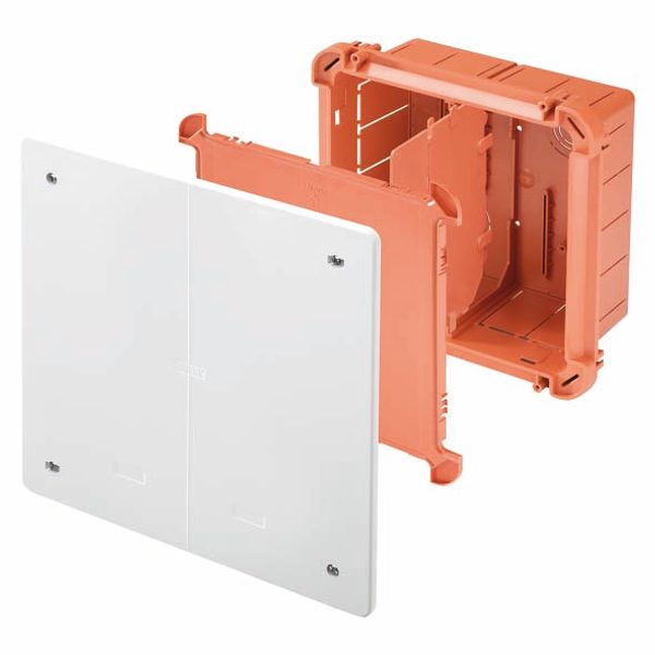JUNCTION AND CONNECTION BOX FOR SIDE-BY-SIDE ASSEMBLY FOR UPRIGHTS - DIMENSIONS 260X260X121 - PLAIN PLUMBABLE LID - WHITE RAL9016 image 2