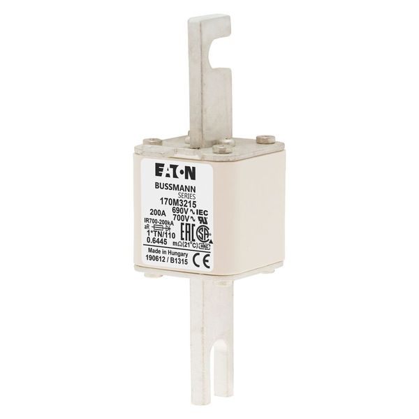 Fuse-link, high speed, 200 A, AC 690 V, compact DIN 1, 45 x 58 x 134 mm, aR, DIN, IEC, single indicator, 80 mm centres image 3