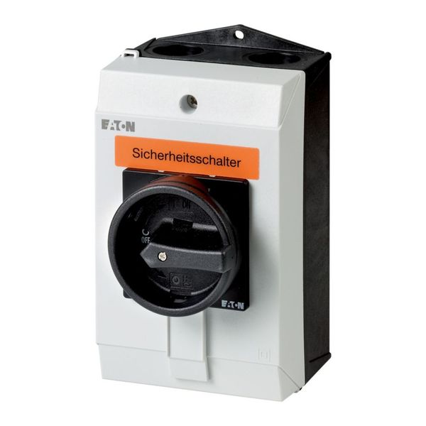 Safety switch, P1, 32 A, 3 pole + N, STOP function, With black rotary handle and locking ring, Lockable in position 0 with cover interlock, with warni image 3