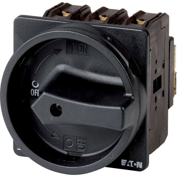 Main switch, P3, 63 A, flush mounting, 3 pole, 2 N/O, 2 N/C, STOP function, With black rotary handle and locking ring image 3