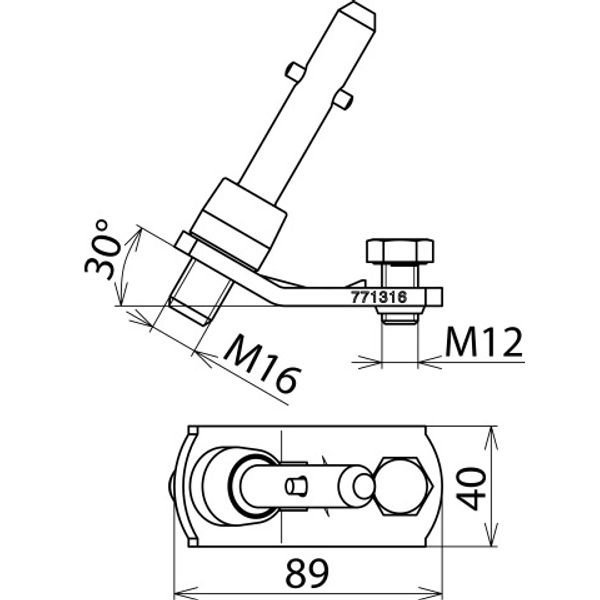 Phase connecting element w. T pin shaft M16x18mm f. cable lug PK1 16-1 image 2