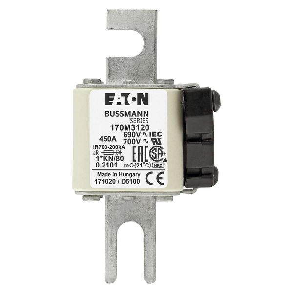 Fuse-link, high speed, 450 A, AC 690 V, compact DIN 1, 45 x 59 x 104 mm, aR, DIN, IEC, single indicator image 14