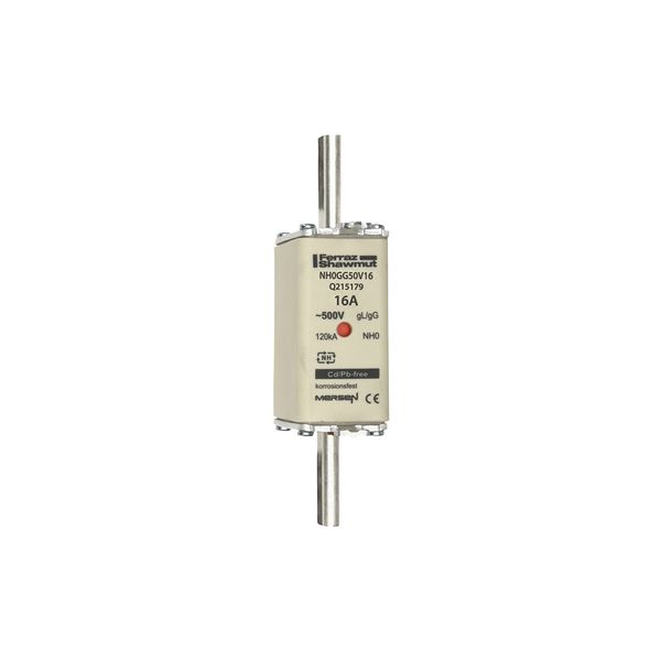 Fuse-link NH0 gG 500VAC 16A live tags Double indicator image 1