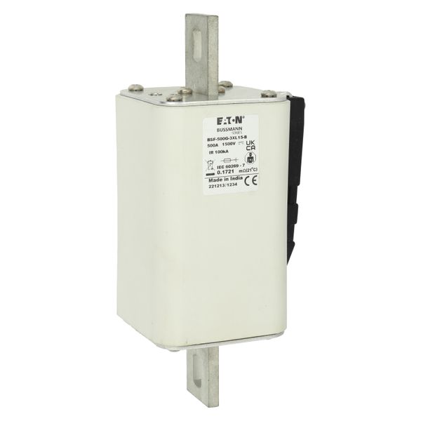 Fuse-link, high speed, 500 A, DC 1500 V, 3L, 74 x 91 x 201 mm, gBat, IEC, bolted connection image 7