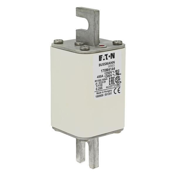 Fuse-link, high speed, 450 A, AC 1250 V, size 1, 53 x 66 x 138 mm, aR, DIN, IEC, single indicator image 17