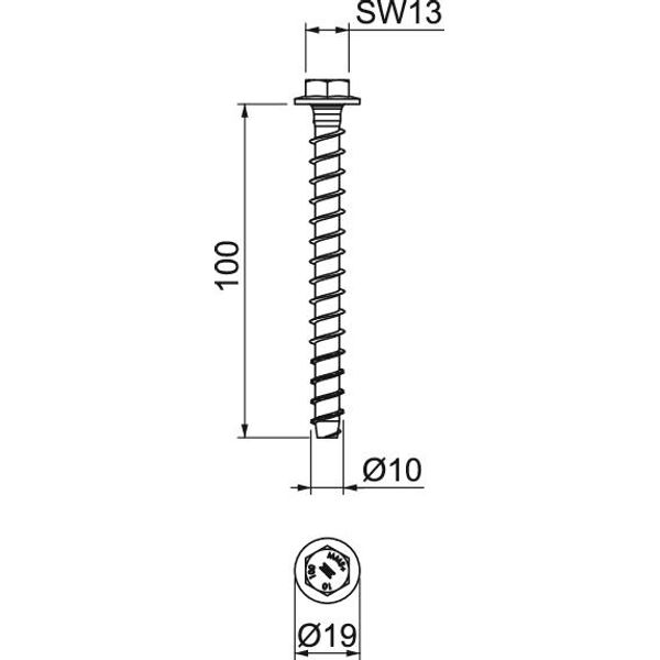 MMS+ SS 10x100 Hexagon head anchor with combined washer 10x100mm image 2