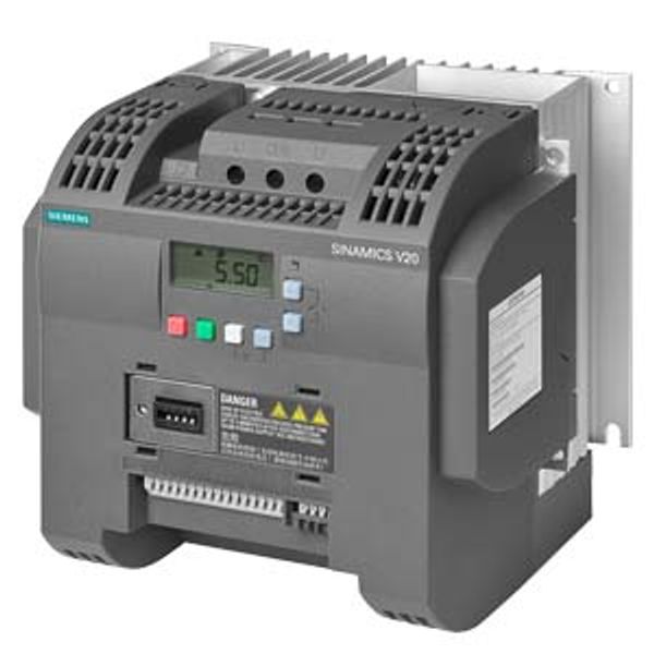 SINAMICS V20 200-240 V 1-phase AC -10/+10 rated power 3.0 kW with 150% overload for 60 sec. integrated filter C2 I/O: 4 DI; .... 6SL3210-5BB23-0AV0 image 1