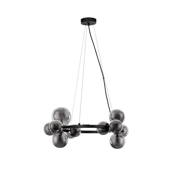 Matt Black Metal & Smoky Glass  LED G9 11x6 Watt 230 Volt   IP20 Bulb Excluded  Two Ways Of Mounting   D: 65 H: 120 cm BOTH HANGING   SYSTEM INCLUDED Adjustable height image 1