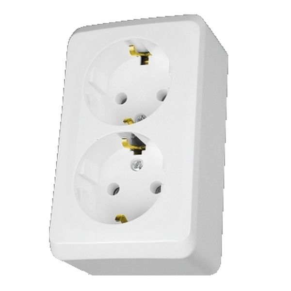 PRIMA - double socket-outlet with side earth - 16A, white image 2
